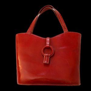 Cherry Red Leather bucket bag